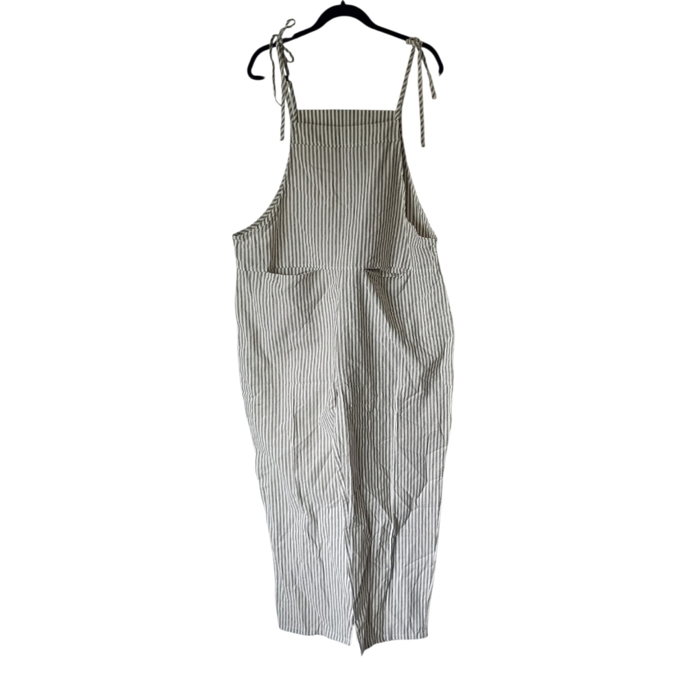 Striped Tie-Shoulder Jumpsuit Cotton/ Linen Blend Size XL Madepants